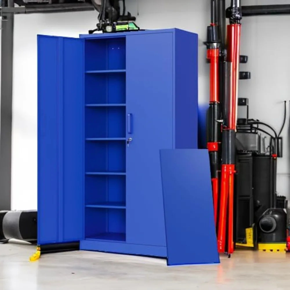 Metal Garage Storage Cabinets With Lock Door And Adjustable Shelves For Home