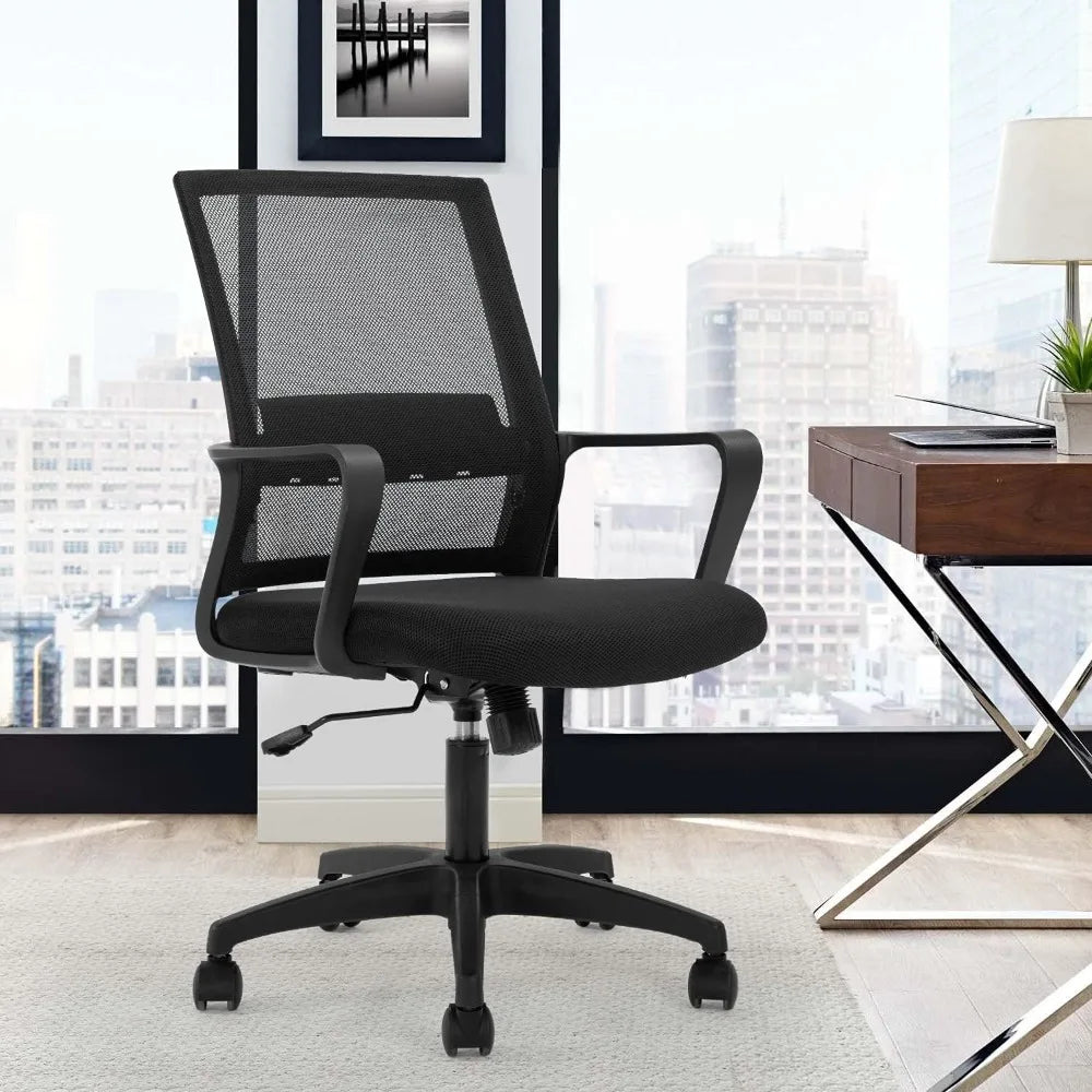 Office Chair Ergonomic Desk Chair Mid-Back Mesh Computer Chair Lumbar Support Comfortable Executive Adjustable Black