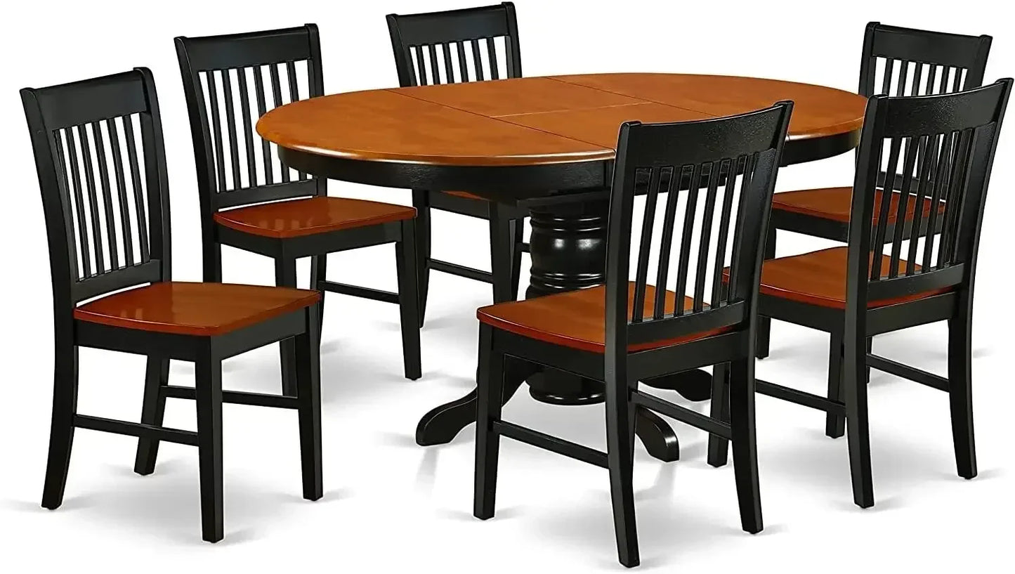 7 Piece Oval Dining Set With Butterfly Leaf And 6 Chairs