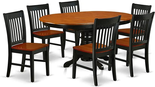 7 Piece Oval Dining Set With Butterfly Leaf And 6 Chairs
