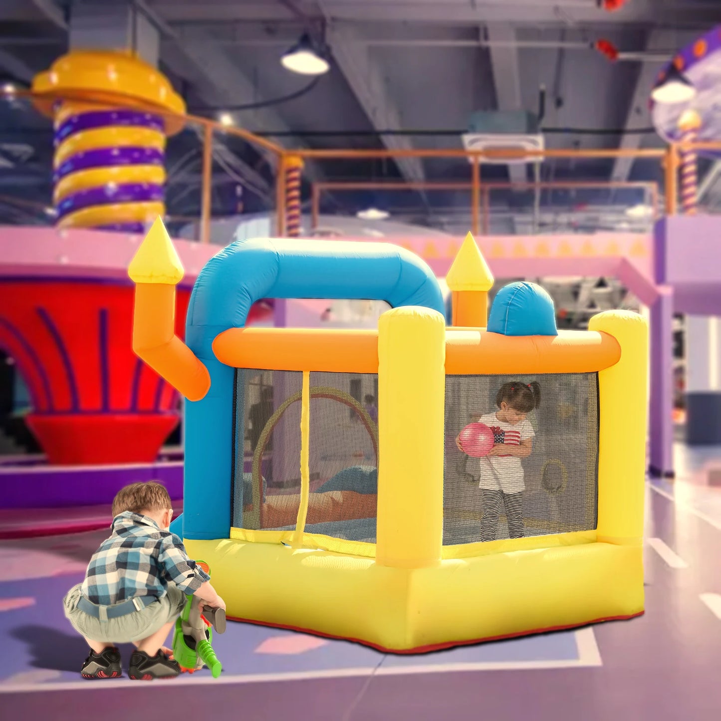 Kids Inflatable Bounce House With Slide And Ball Pit Castle