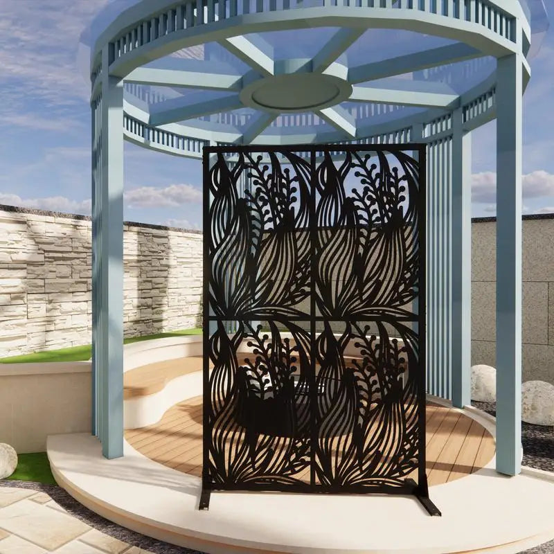 Metal Privacy Screen 3.8ft x 6ft Outdoor Indoor Divider Freestanding Decorative Panel for Balcony Patio Garden Room Divider