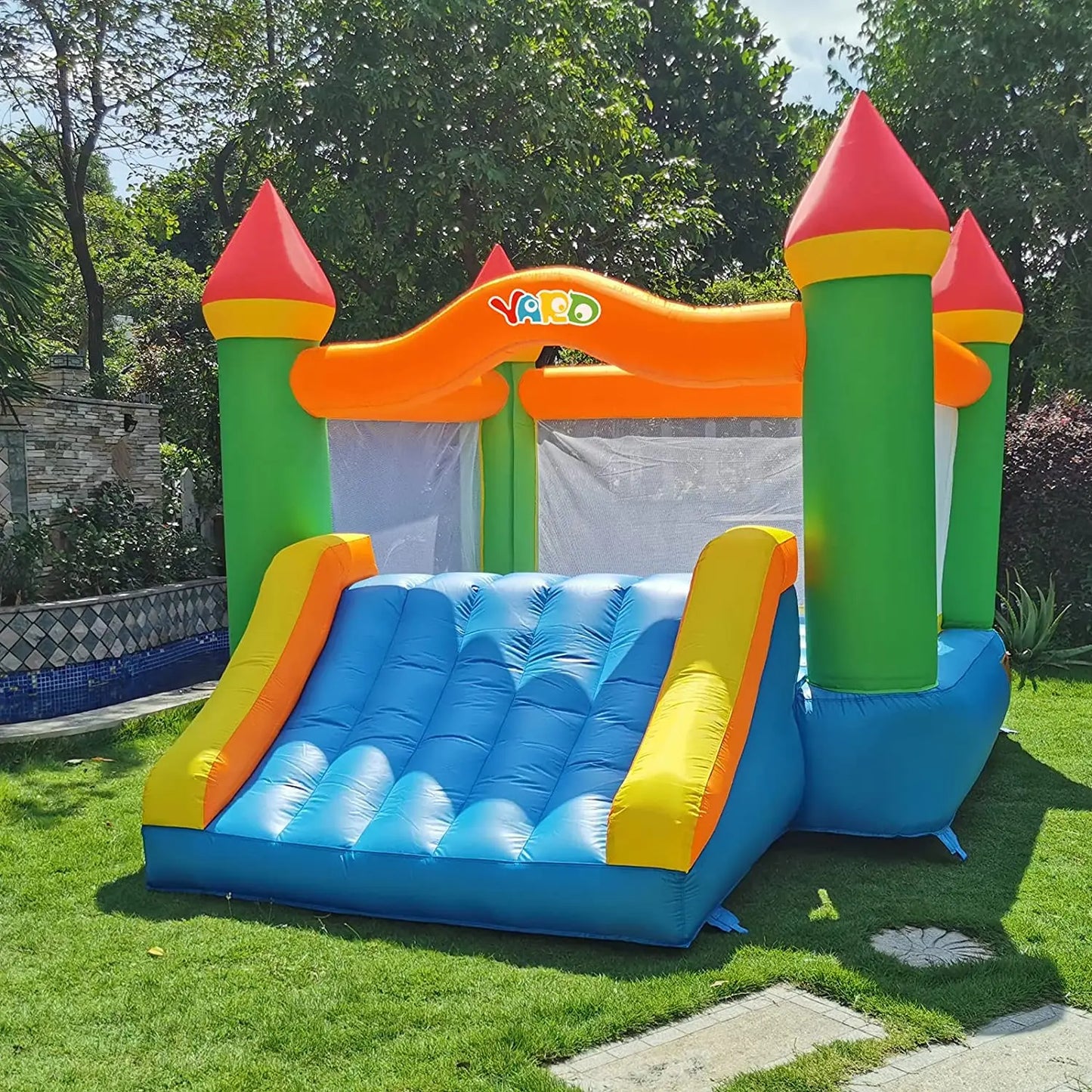 Yard Inflatable Bounce House With Slide For Kids 5 To 12