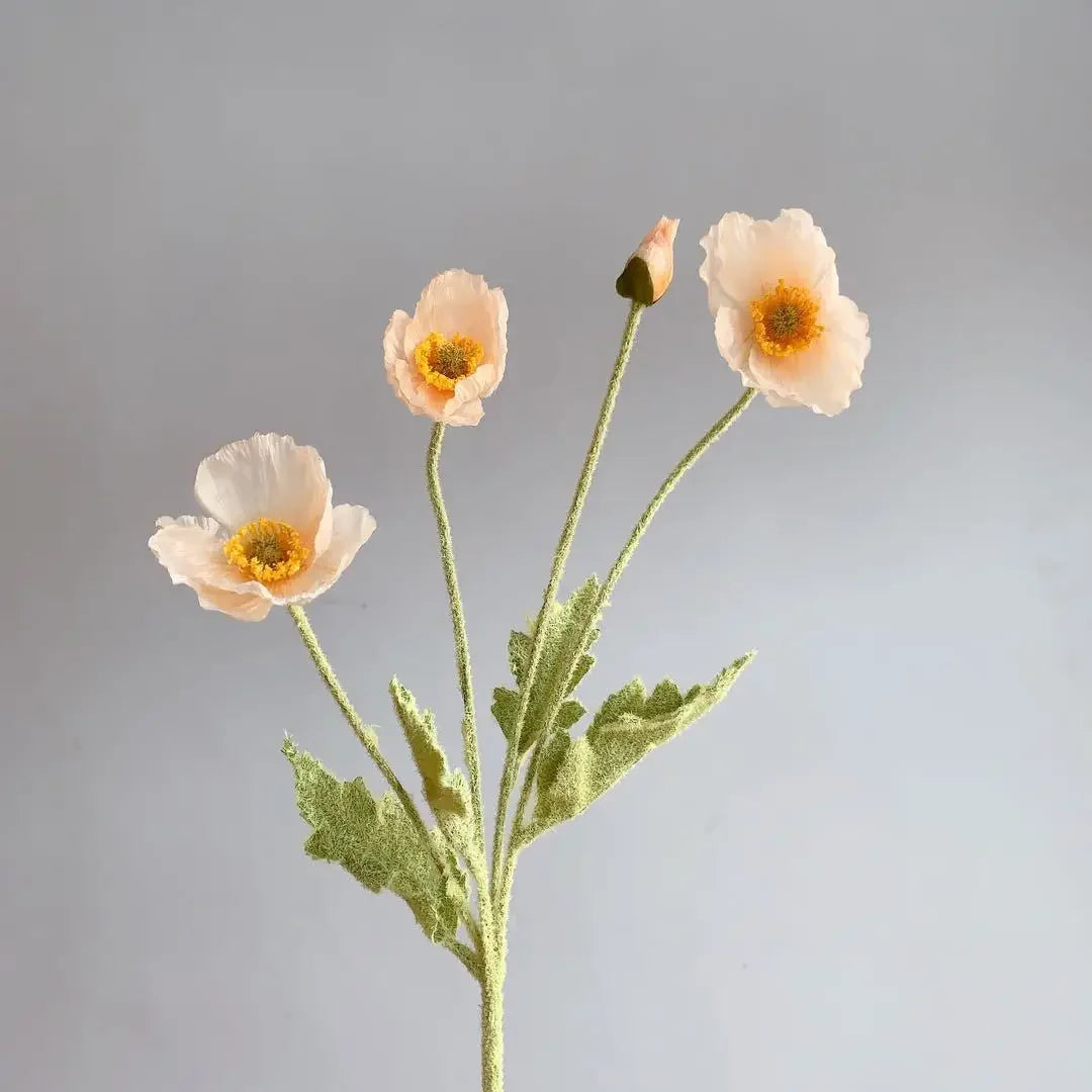 4 Head Poppy Artificial Flowers Bouquet For Home Decor Wedding Party Diy