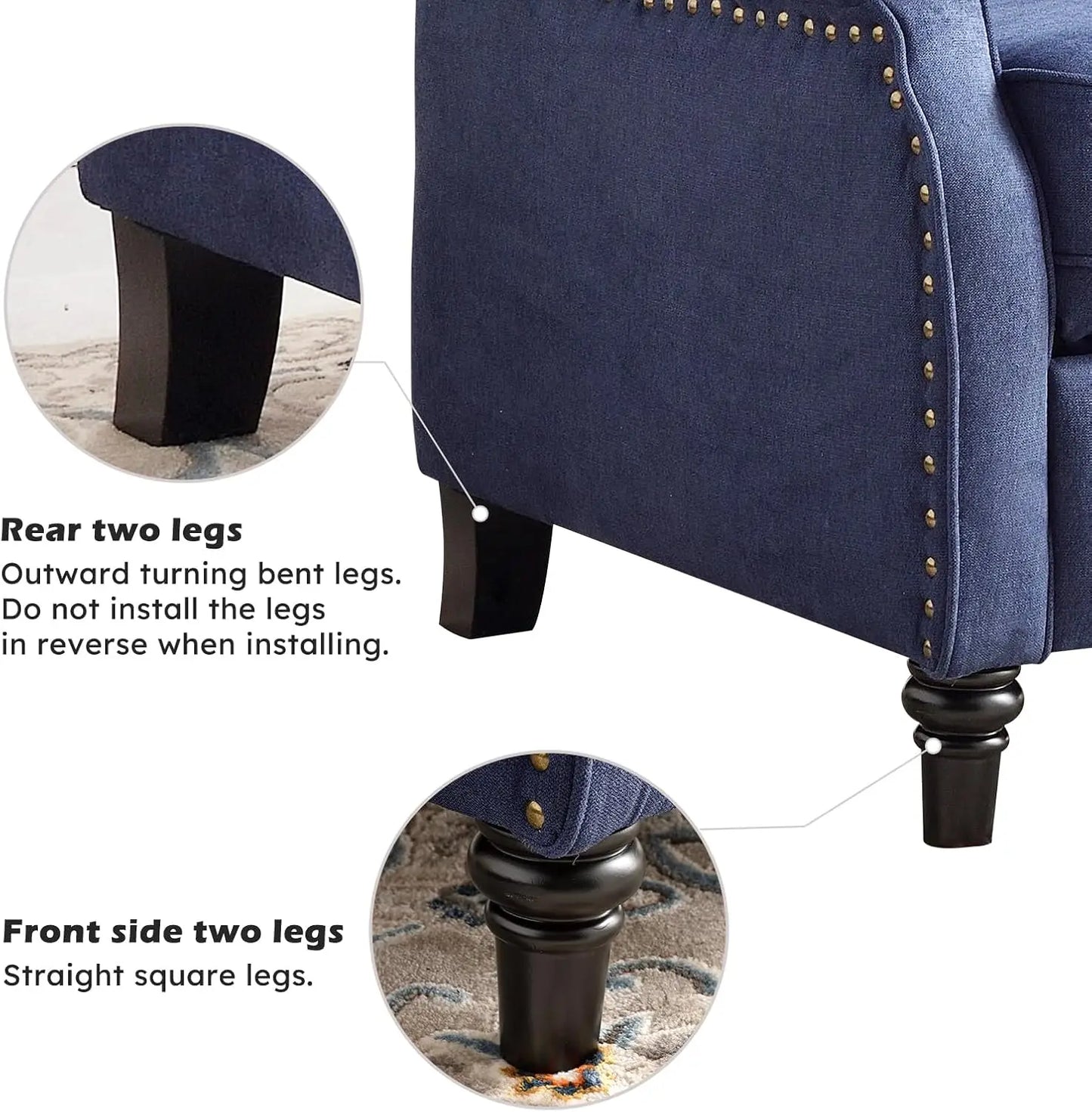 EBELLO Push Back Fabric Recliner Chair With Padded Seat For Living Room