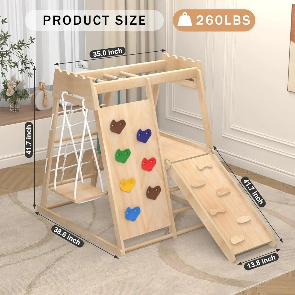 8 In 1 Indoor Toddlers Playground With Swing Slide Monkey Bars Ladder