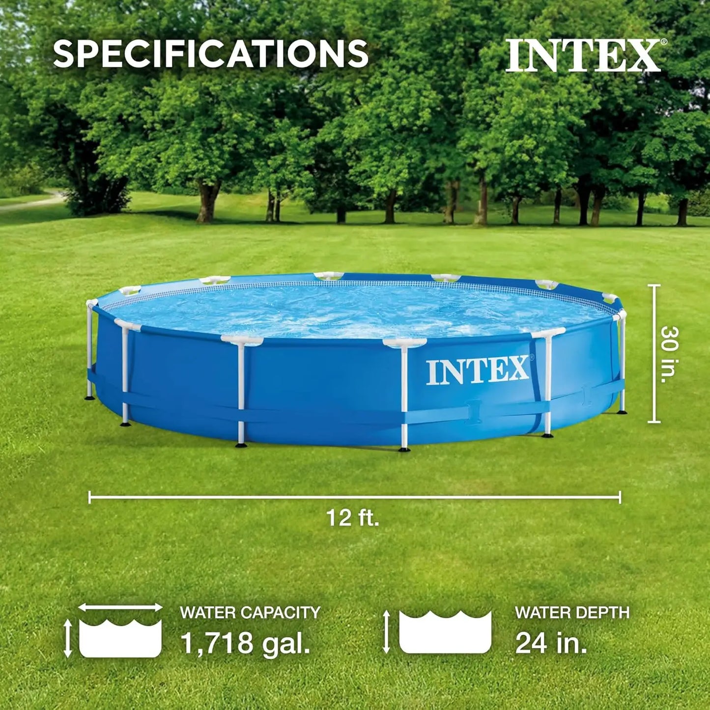 12Ft By 30In Above Ground Pool Set With 530 GPH Filter Pump And Rust Resistant