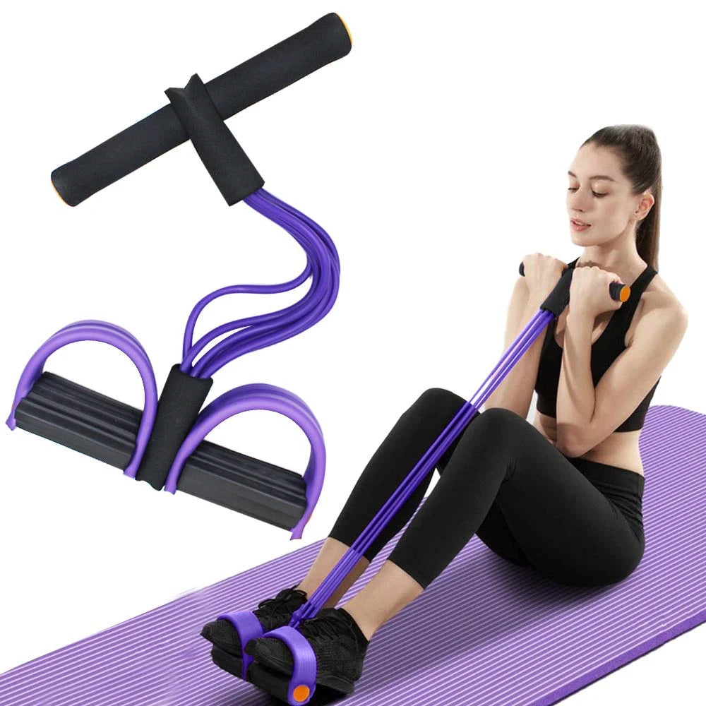 Six Tube Resistance Band Set With Multi Function Rope Pedal Exerciser For Gym
