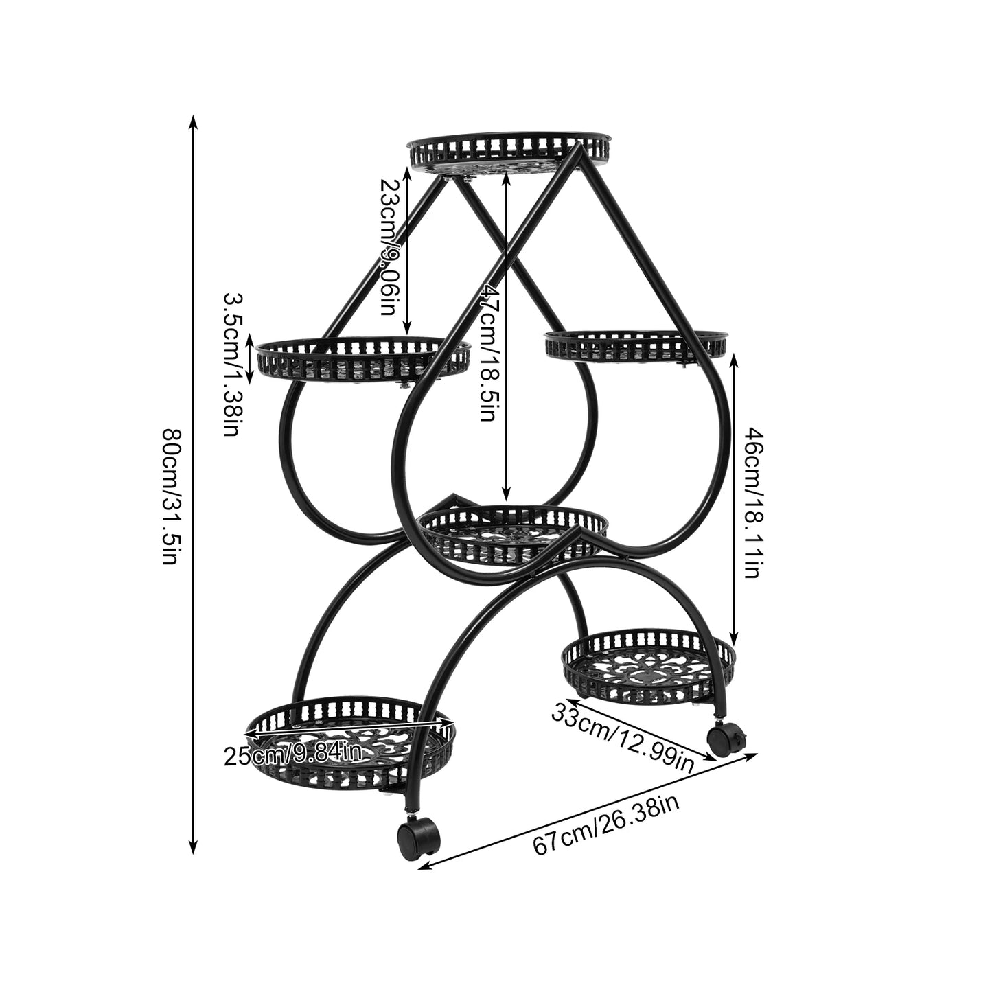 6 Potted Heart Flower Pot Stand 4 Tier Plant Stand for Patio Garden Living Room Corner Balcony and Bedroom