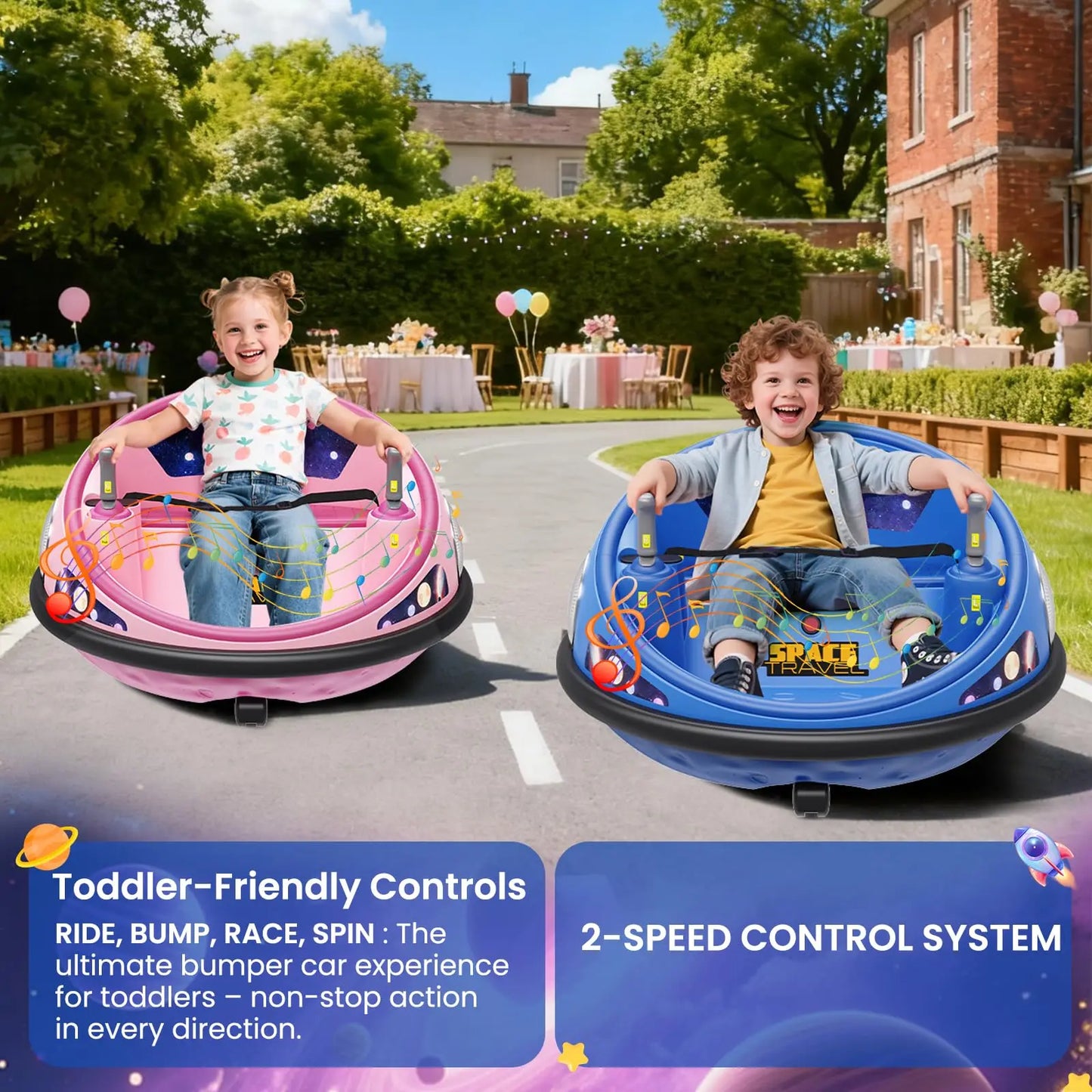 360 Degree Spin Kids Electric Bumper Car With Remote LED Lights Indoor Outdoor