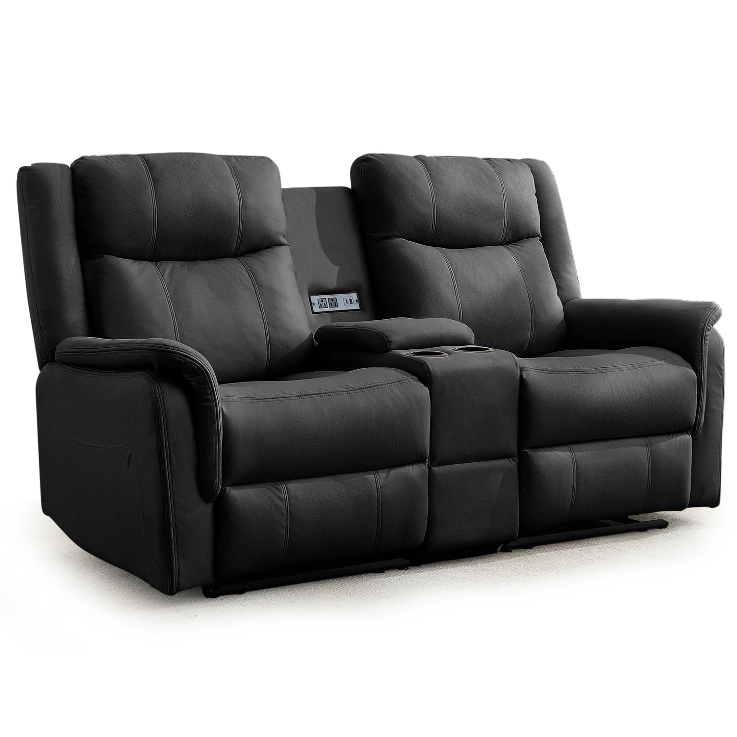 Korser Two Seater Loveseat Recliner With USB Ports And Cup Holders
