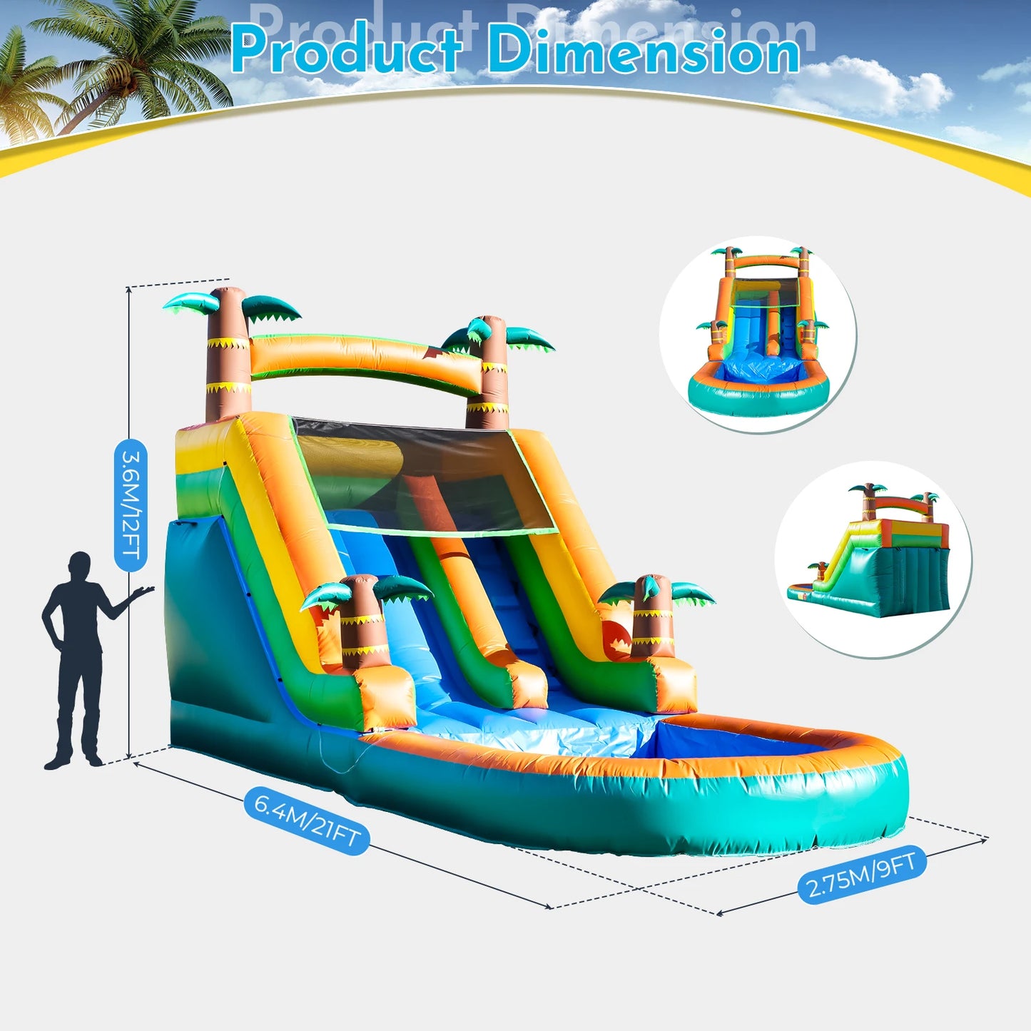 21ft Giant Commercial PVC Inflatable Water Slide With Blower
