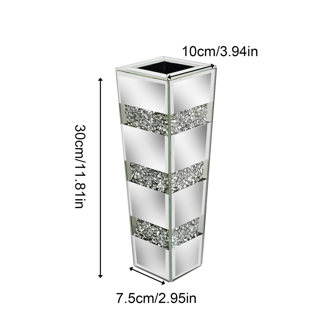 Modern Floor Vase Crystal Silver Mirrored Flower Vase For Floral Arrangement