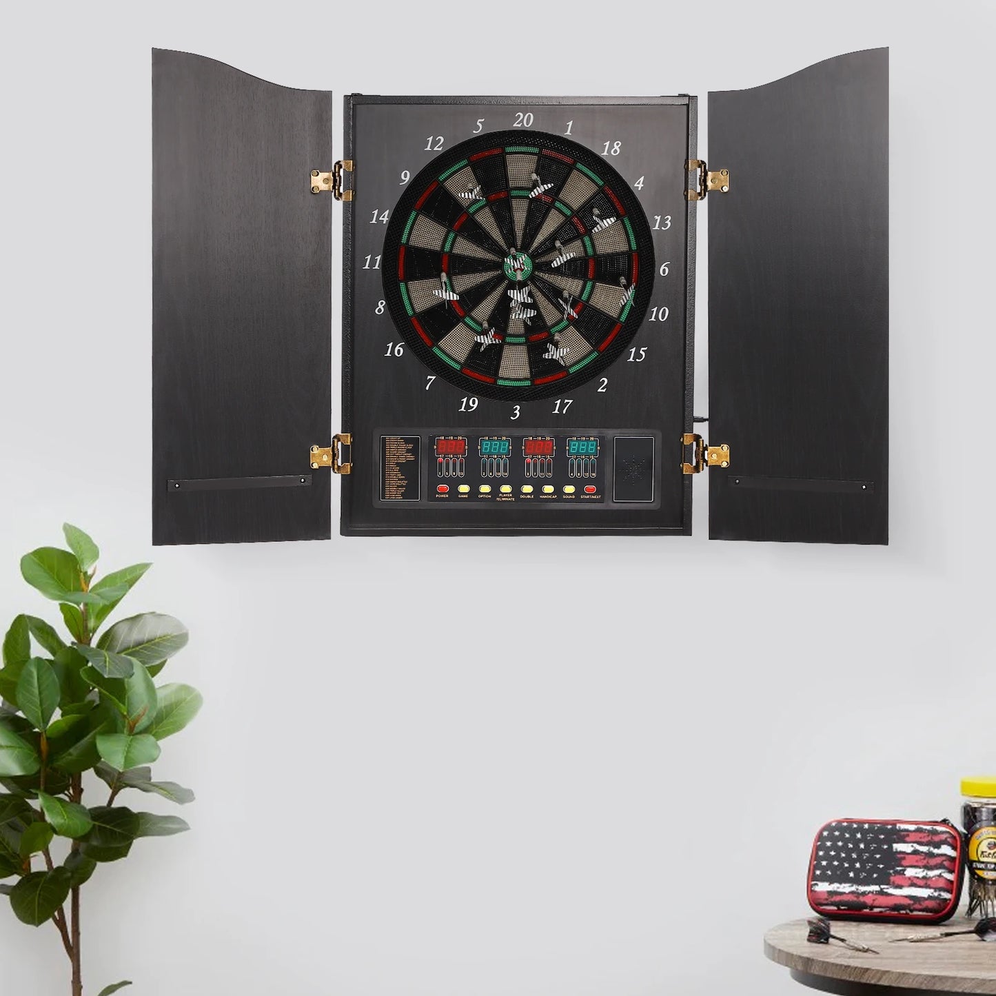 Electronic Dart Board Set With 4 LED Displays Voice Prompts 12 Darts CB05E