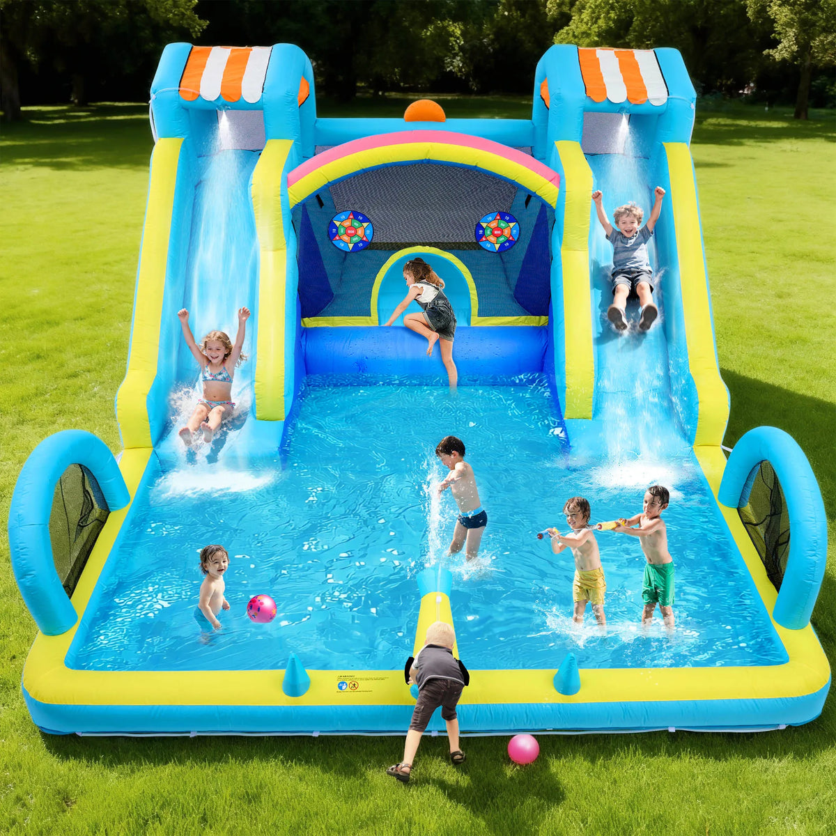 Commercial Inflatable Bounce House With Double Slide And Air Blower