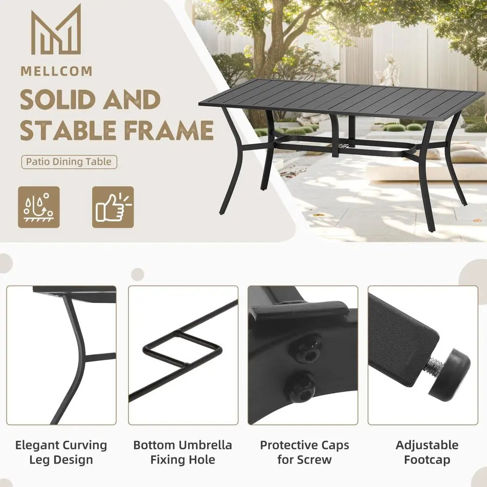 7 Piece Outdoor Dining Table Set With 6 Swivel Rocker Chairs Textilene Brown