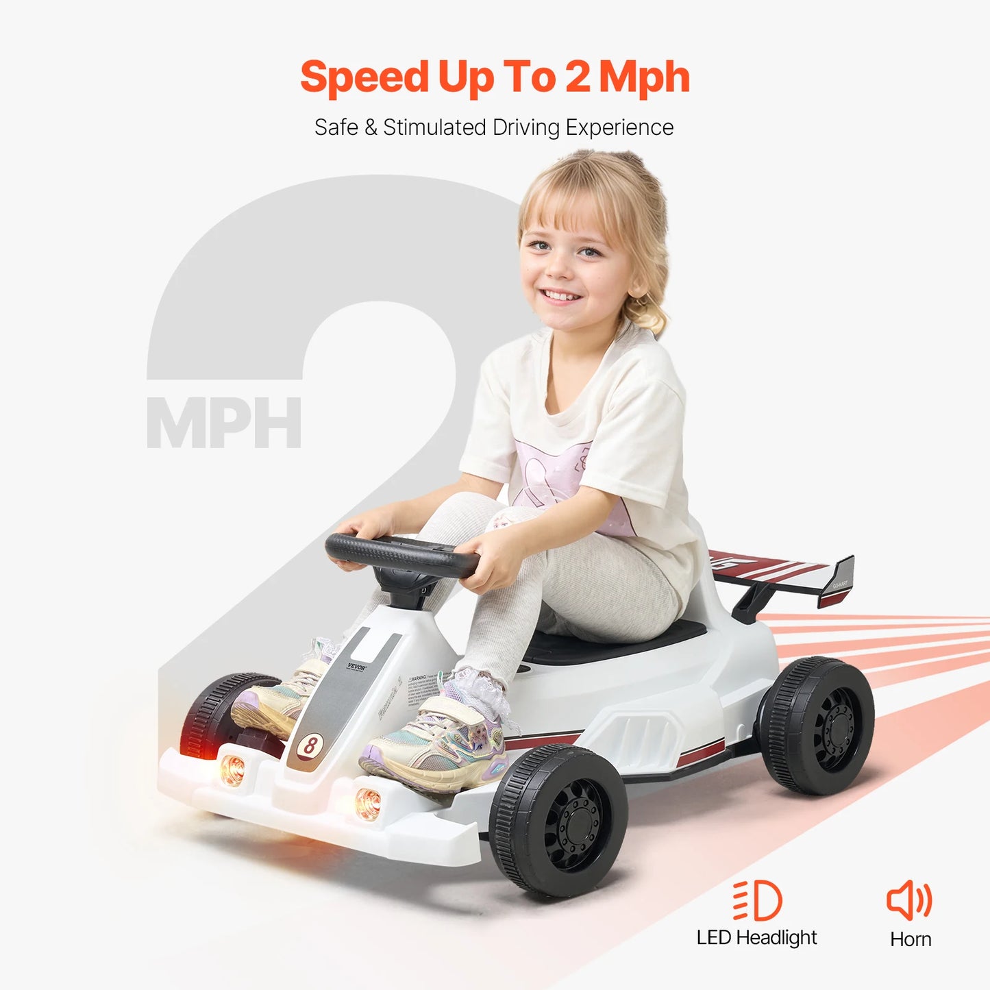 SucceBuy 6V 4.5Ah Electric Pedal Go Kart With LED Headlight And Horn For Kids
