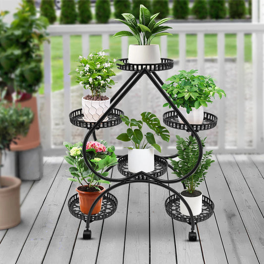 6 Potted Heart Flower Pot Stand 4 Tier Plant Stand for Patio Garden Living Room Corner Balcony and Bedroom