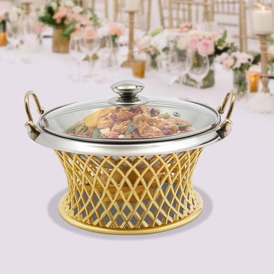 Round Buffet Chafing Dish With Lid 24cm Stainless Steel For Wedding Party