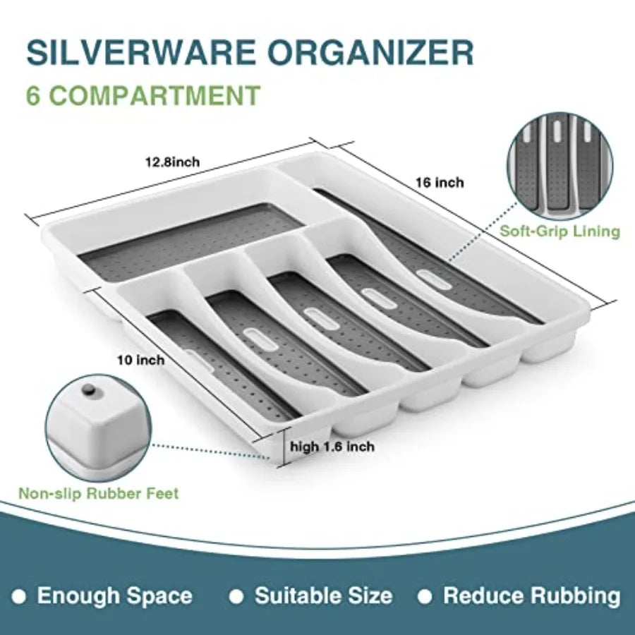 Black 49 Piece Stainless Steel Flatware Set With Drawer Organizer For 8