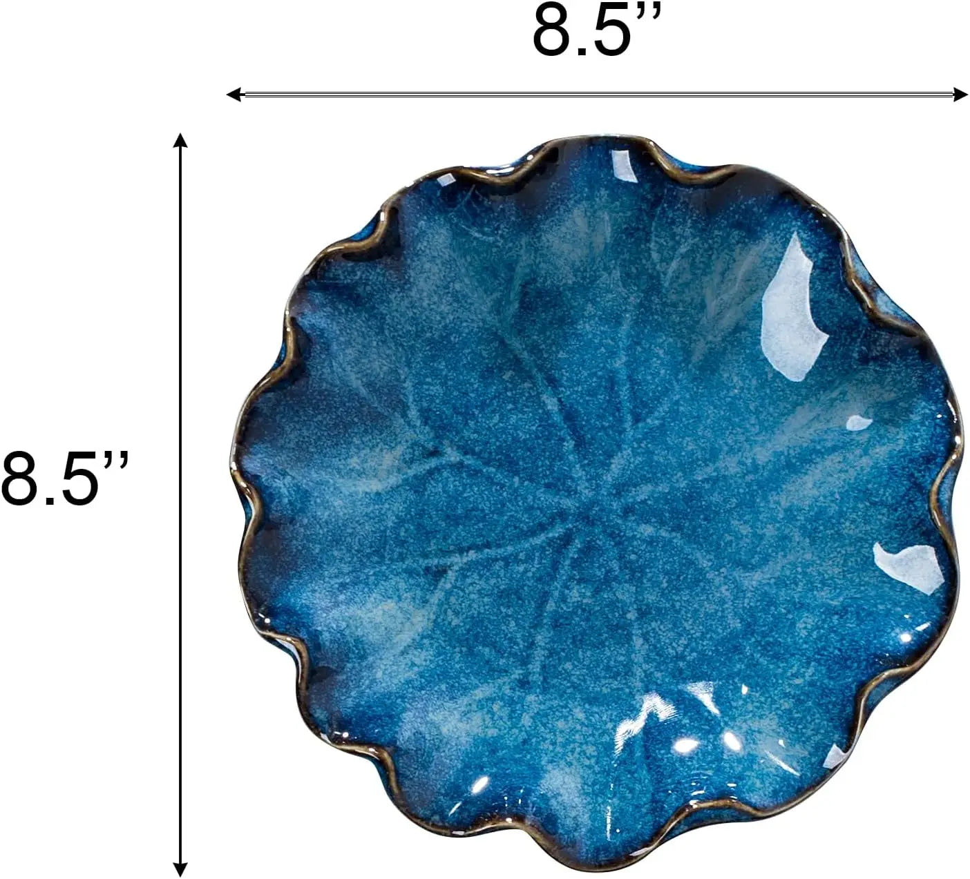 8.5 Inch Dinner Plates Set of 4 Round Ceramic Serving Bowls for Salad