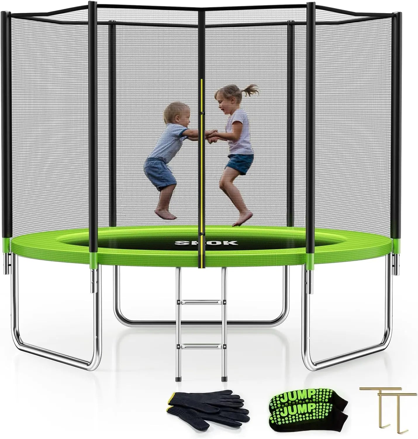 Trampoline 8FT 10FT 12FT 14FT 15FT Trampolines with Enclosure Net 400LBS Outdoor Trampolines for Kids with Basketball Hoop ASTM