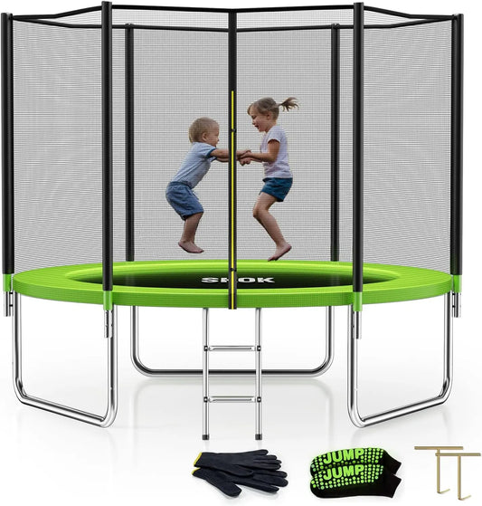 Trampoline 8FT 10FT 12FT 14FT 15FT Trampolines with Enclosure Net 400LBS Outdoor Trampolines for Kids with Basketball Hoop ASTM