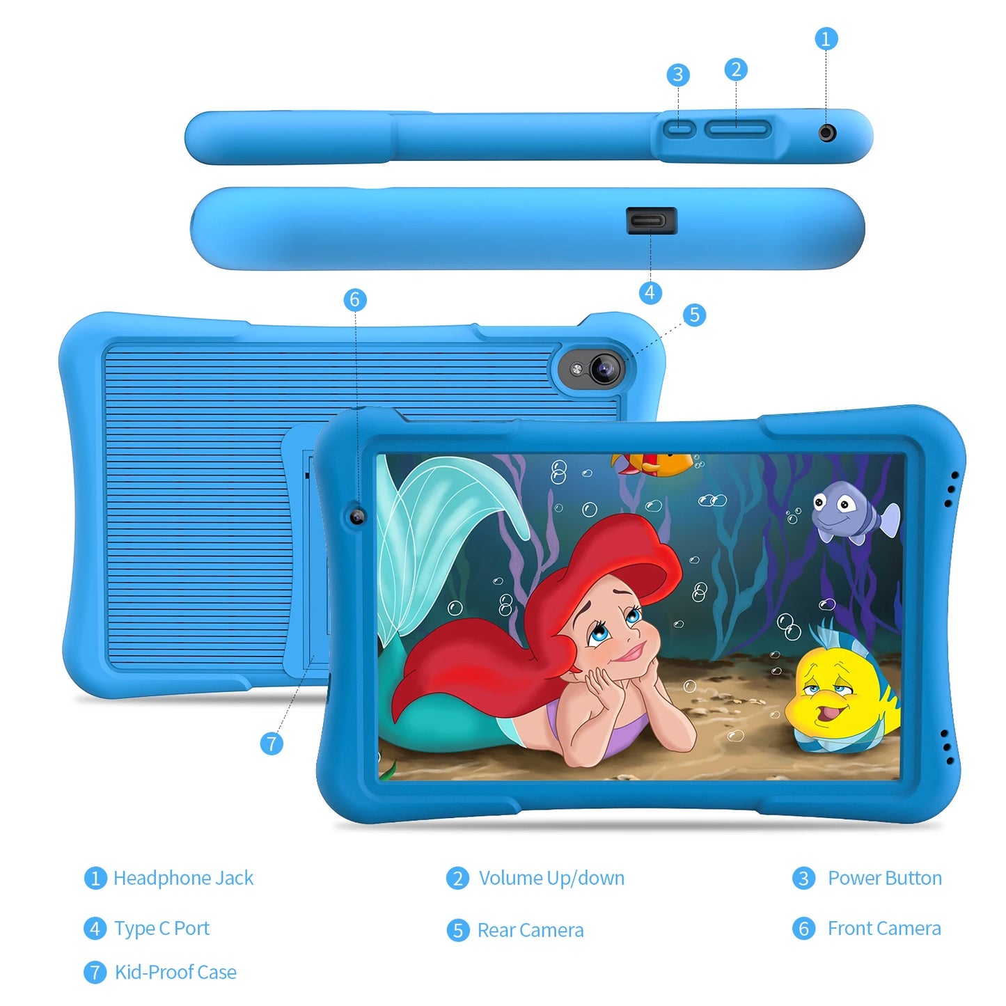 PRITOM 10 Inch Kids Tablet Android 12 With 4GB RAM 32GB Storage WiFi 6 Cameras