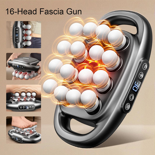 16 Head Fascia Gun High Frequency Vibration Massage For Back Neck Shoulders