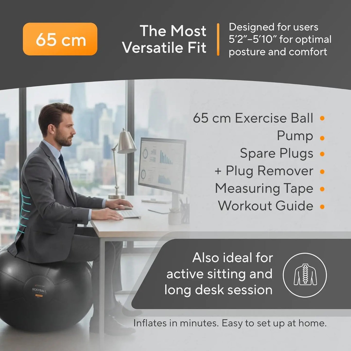 Anti Burst Exercise Ball for Yoga and Pilates with Pump 330 Pounds Capacity