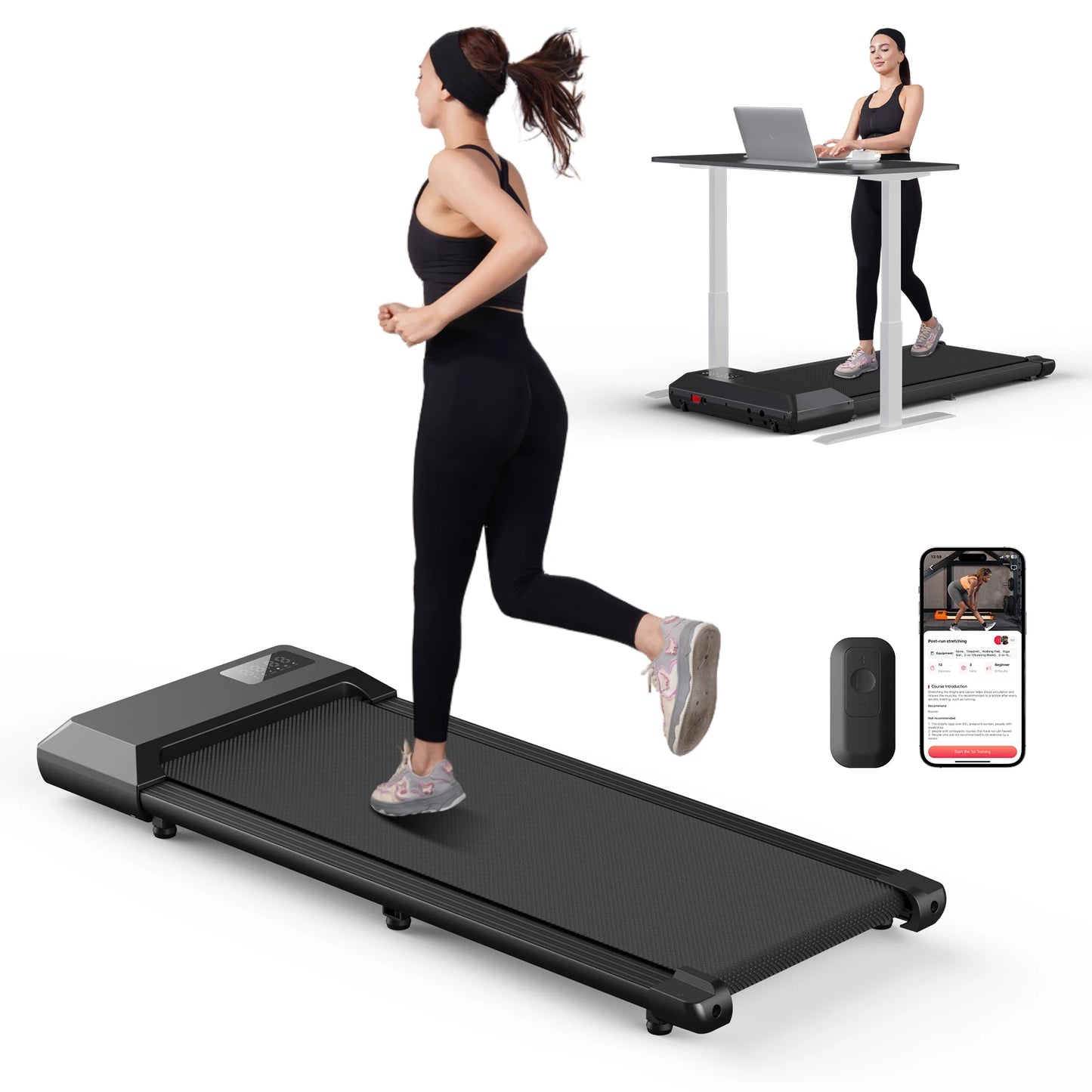 300lbs Capacity Home Treadmill 2.5HP 2 In 1 Walking Running Machine LCD Display