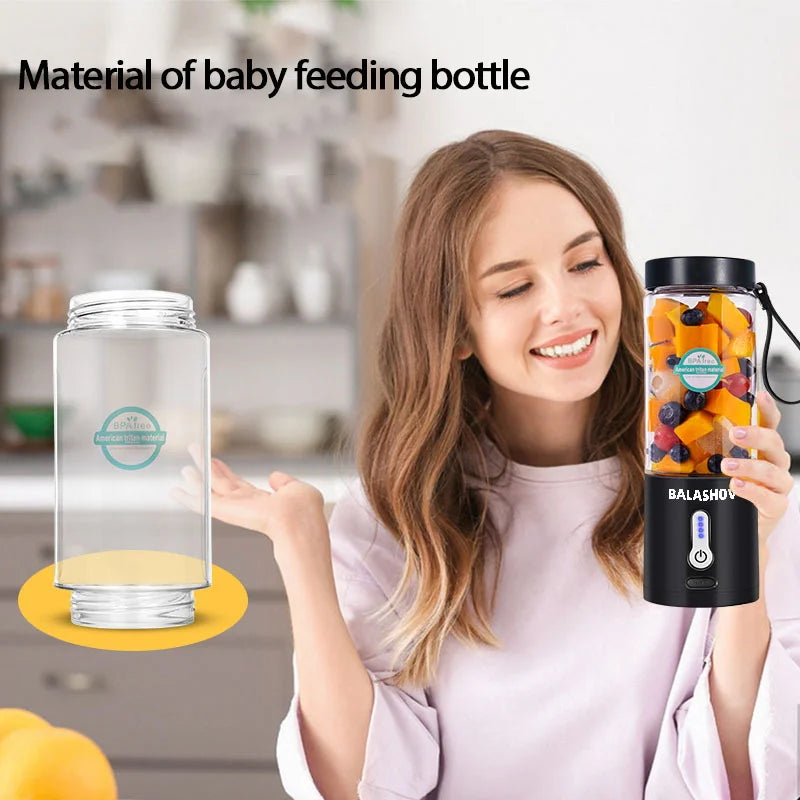 530ML Electric Juicer Portable Smoothie Blender USB Rechargeable Multifunction Fruit Mixer Machine Mini Juicer Maker Blender Cup
