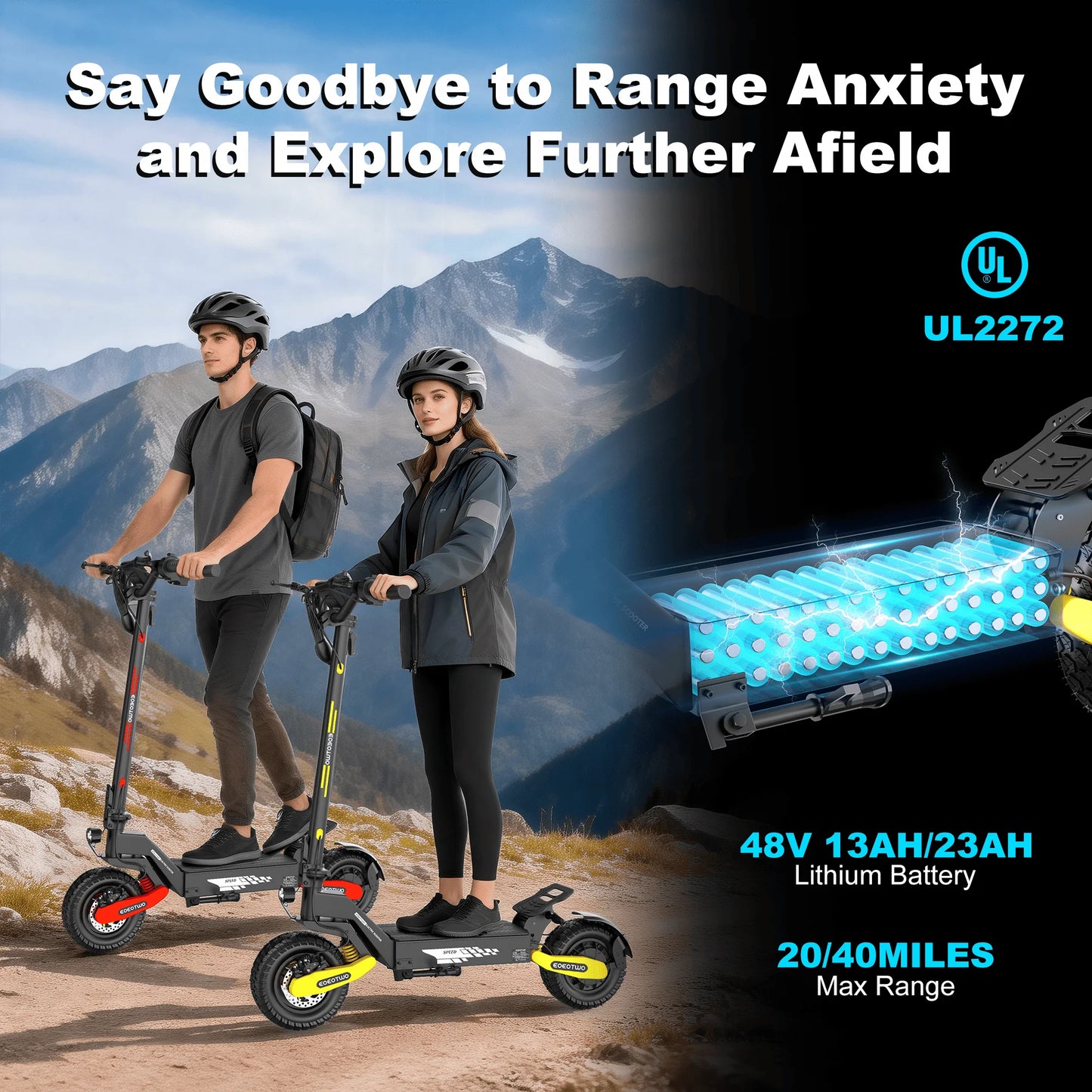 1200W Off Road Electric Scooter for Adults 48V 30MPH Foldable 11 Inch Tubeless