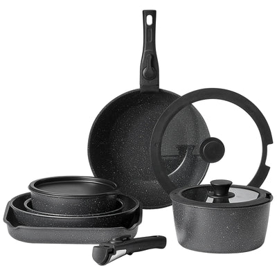 SucceBuy 17 Piece Nonstick Granite Cookware Set Induction Ready Pots And Pans