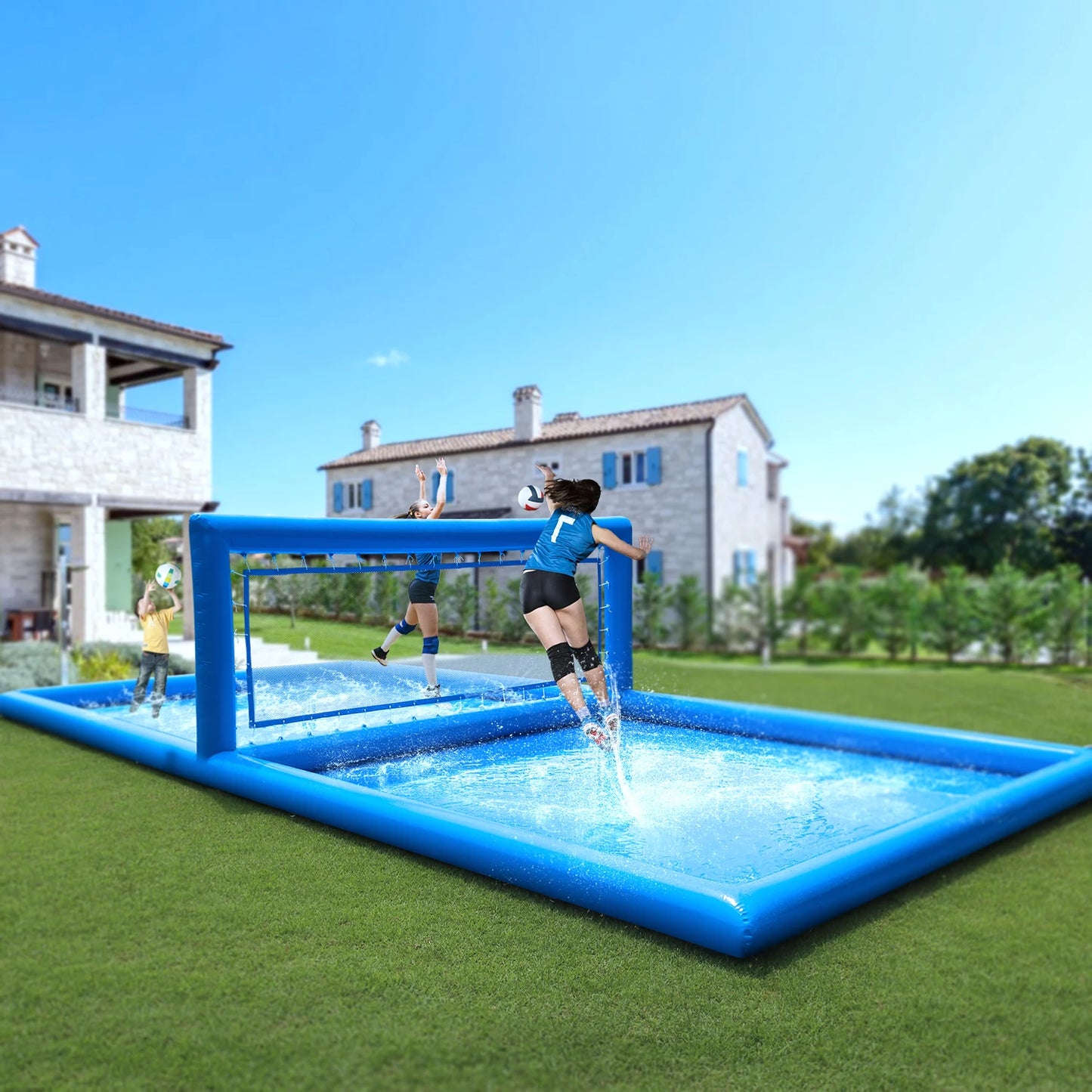 33ft Inflatable Outdoor Water Volleyball Court For Pool Games And Playgrounds