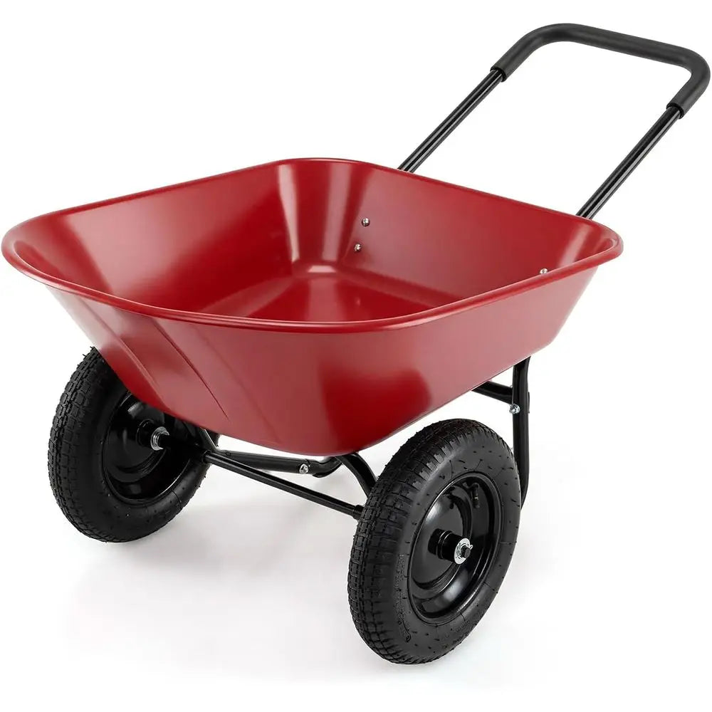 2 Wheel Wheelbarrow With 14 Inch Pneumatic Rubber Tires 330 Lb Capacity