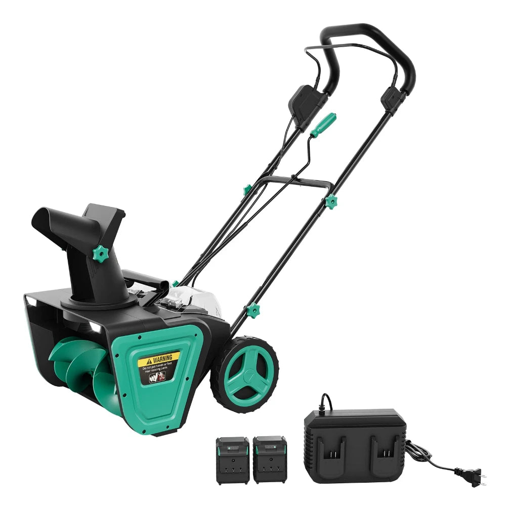 20 Inch Brushless Cordless Snow Blower 2x20V Battery LED Light