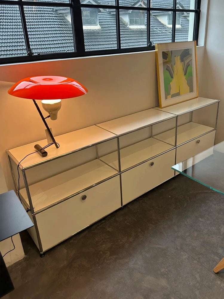 Modern Stainless Steel TV Stand With Storage Cabinets For Living Room Corner