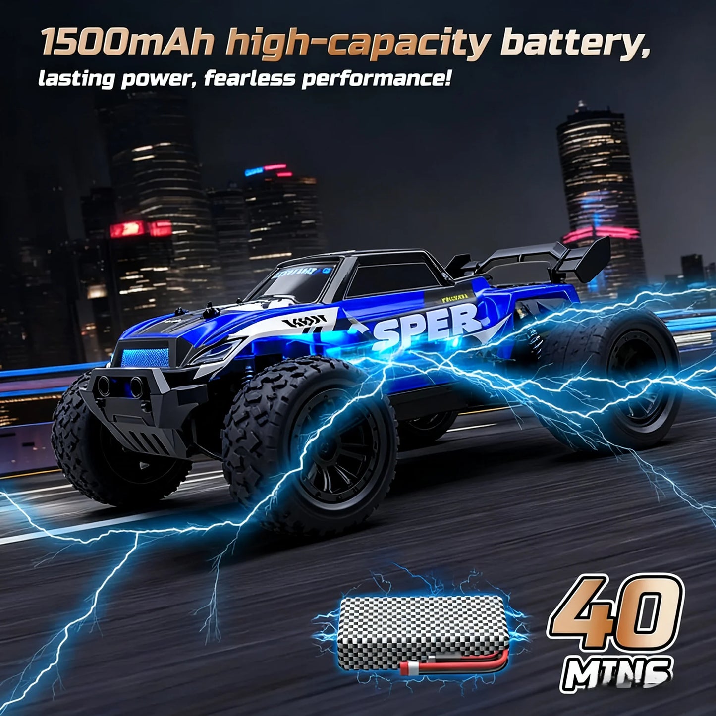 2.4GHz Four Wheel Drive RC Off Road Truck With LED Lights All Terrain Tires