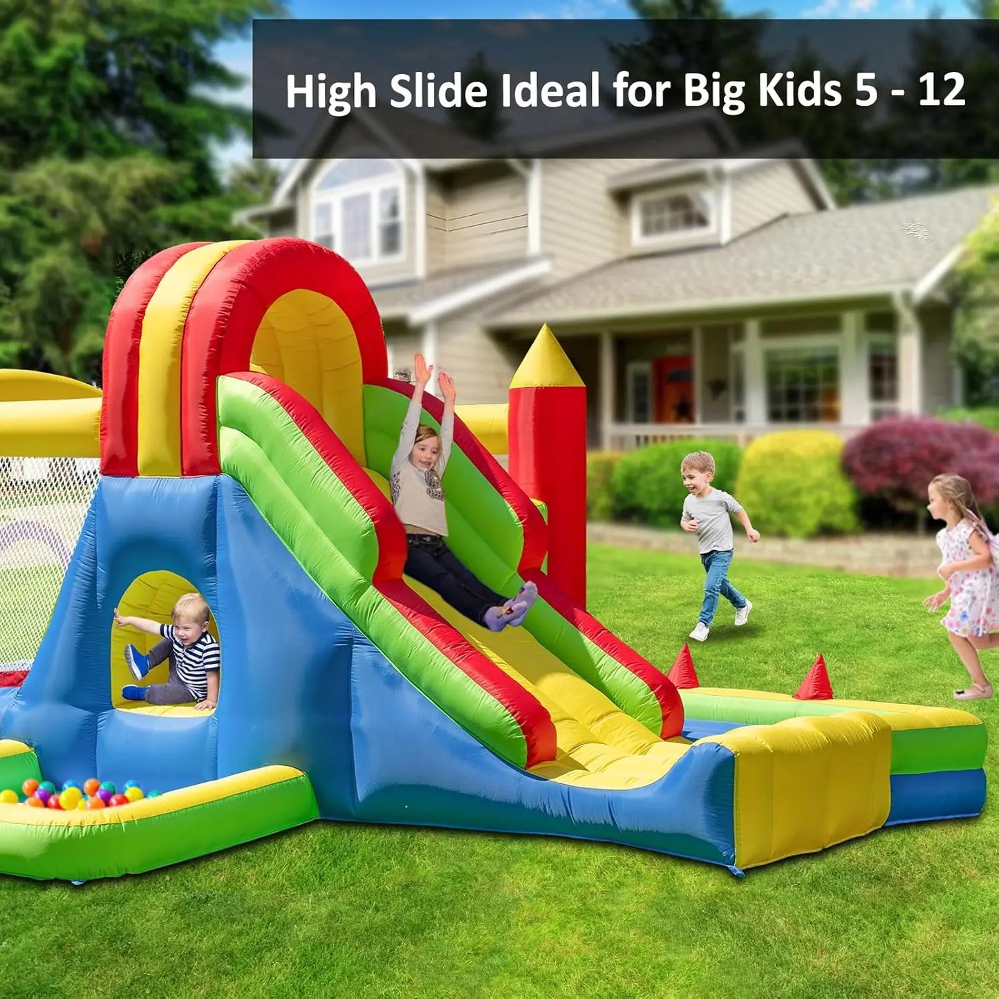 Large Bounce House for Kids with Tall Slide Climbing Wall