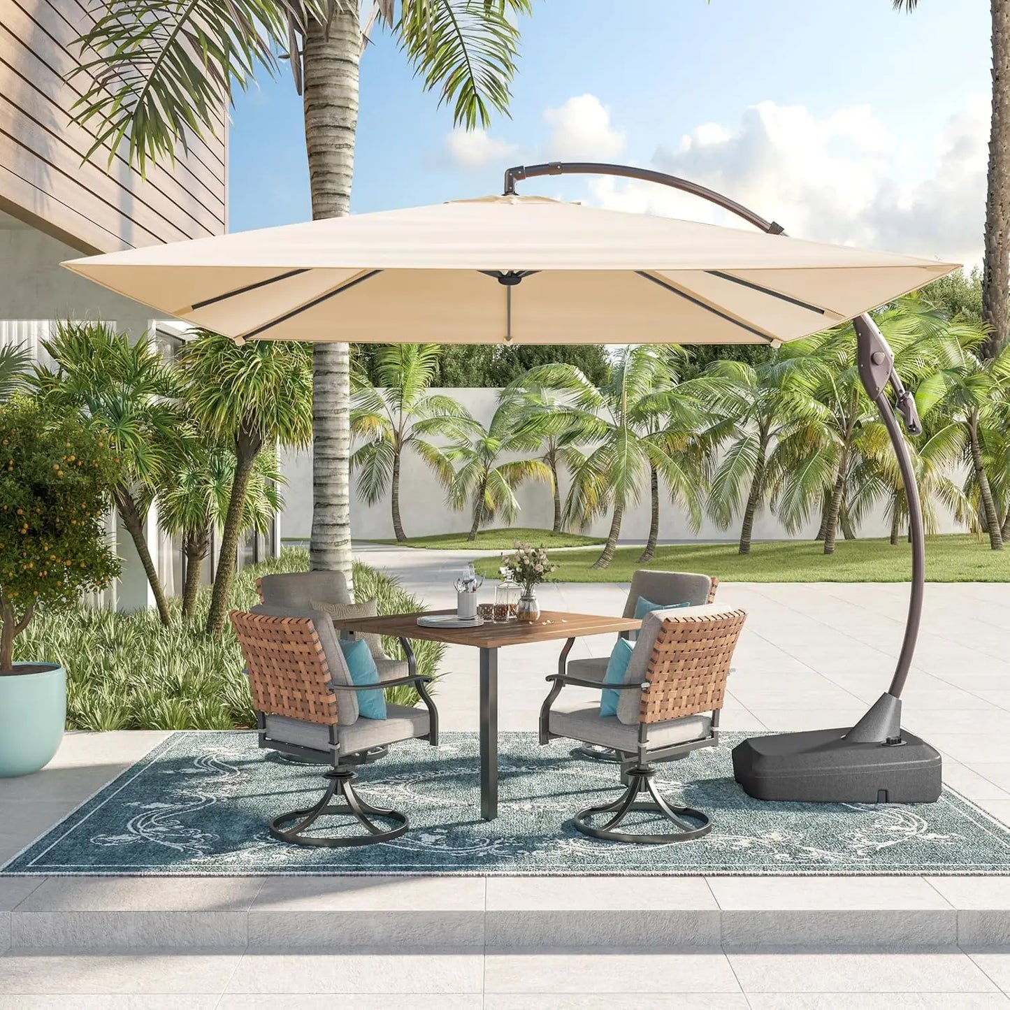 10x10 Ft Patio Offset Umbrella Aluminum Cantilever Base