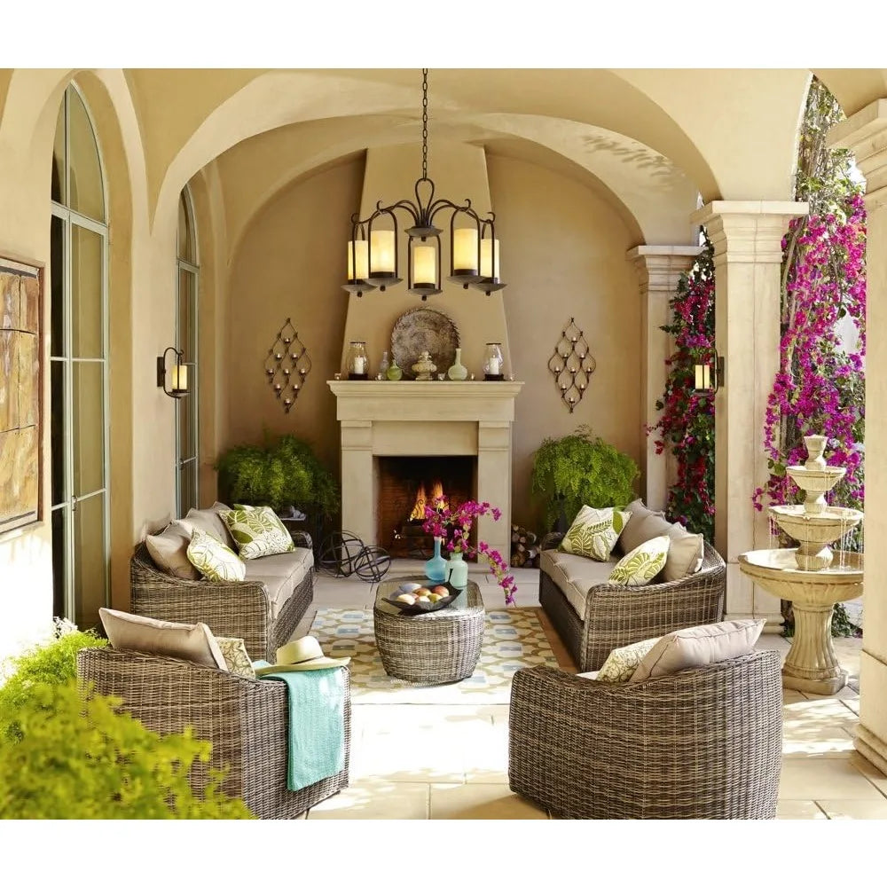 Rustic Outdoor Floor Fountain and Waterfall 41 1/2 "high 3 Level Decorated Garden Terrace, Family Lawn, Relaxing Fountain