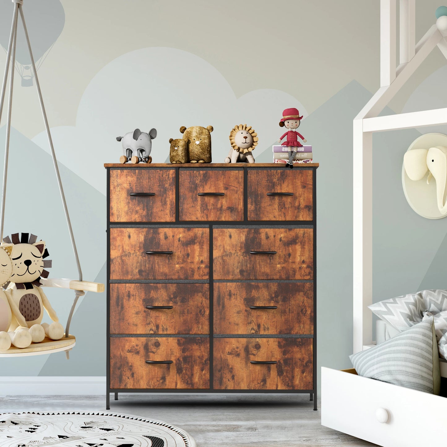 JHK 9 Fabric Storage Drawers Dresser Wardrobe Tall Chest Closet Organizer