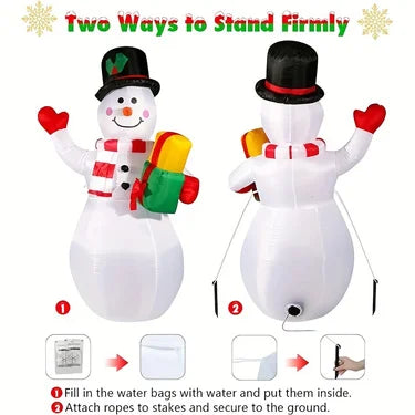 5FT Christmas Inflatable Snowman Model Decor Built-in LED Light Glowing Xmas Blow Up Snowman Garden Yard Party Holiday Ornament