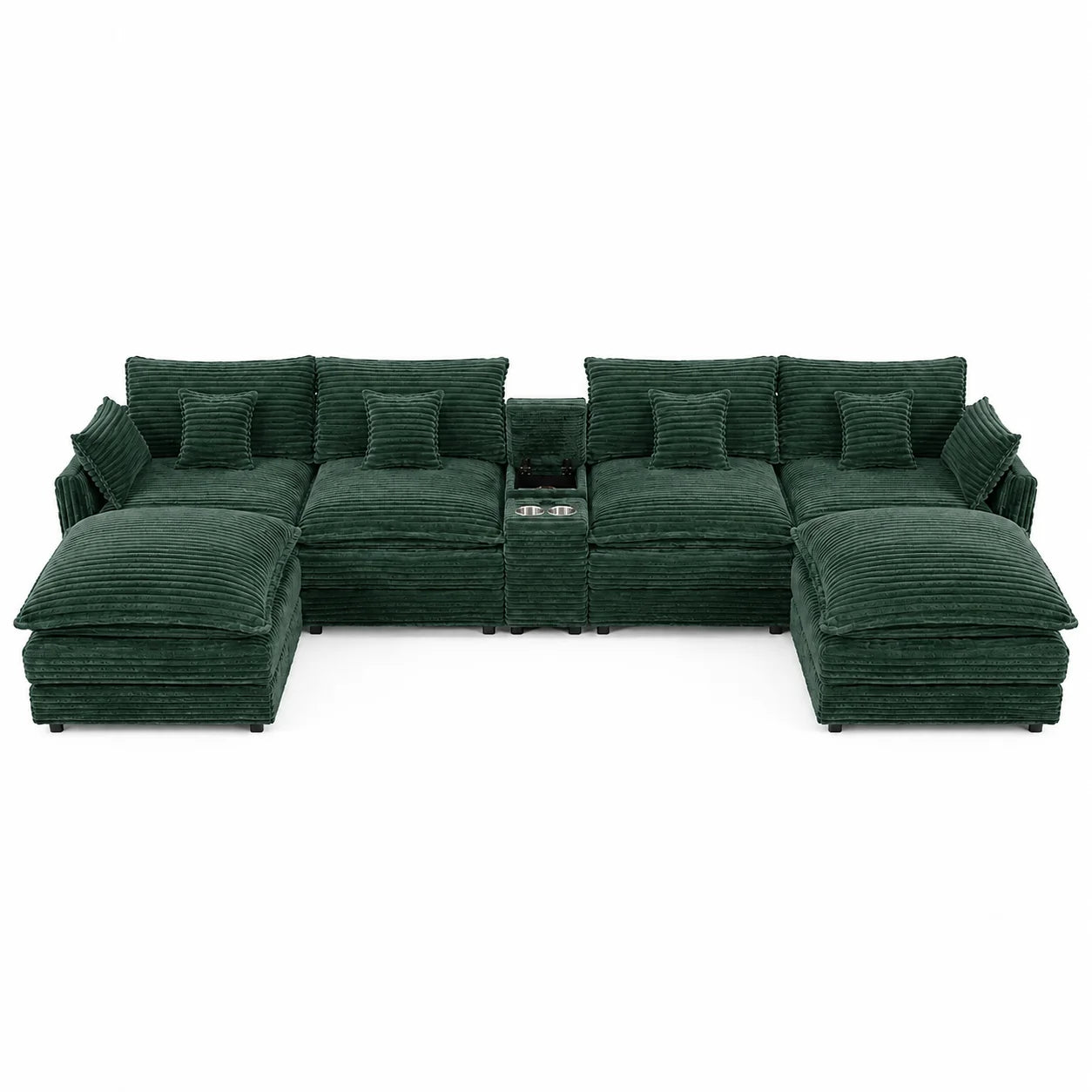 141 Inch 7 Piece U Shaped Sofa Set Modular Sectional With Console Coffee Table