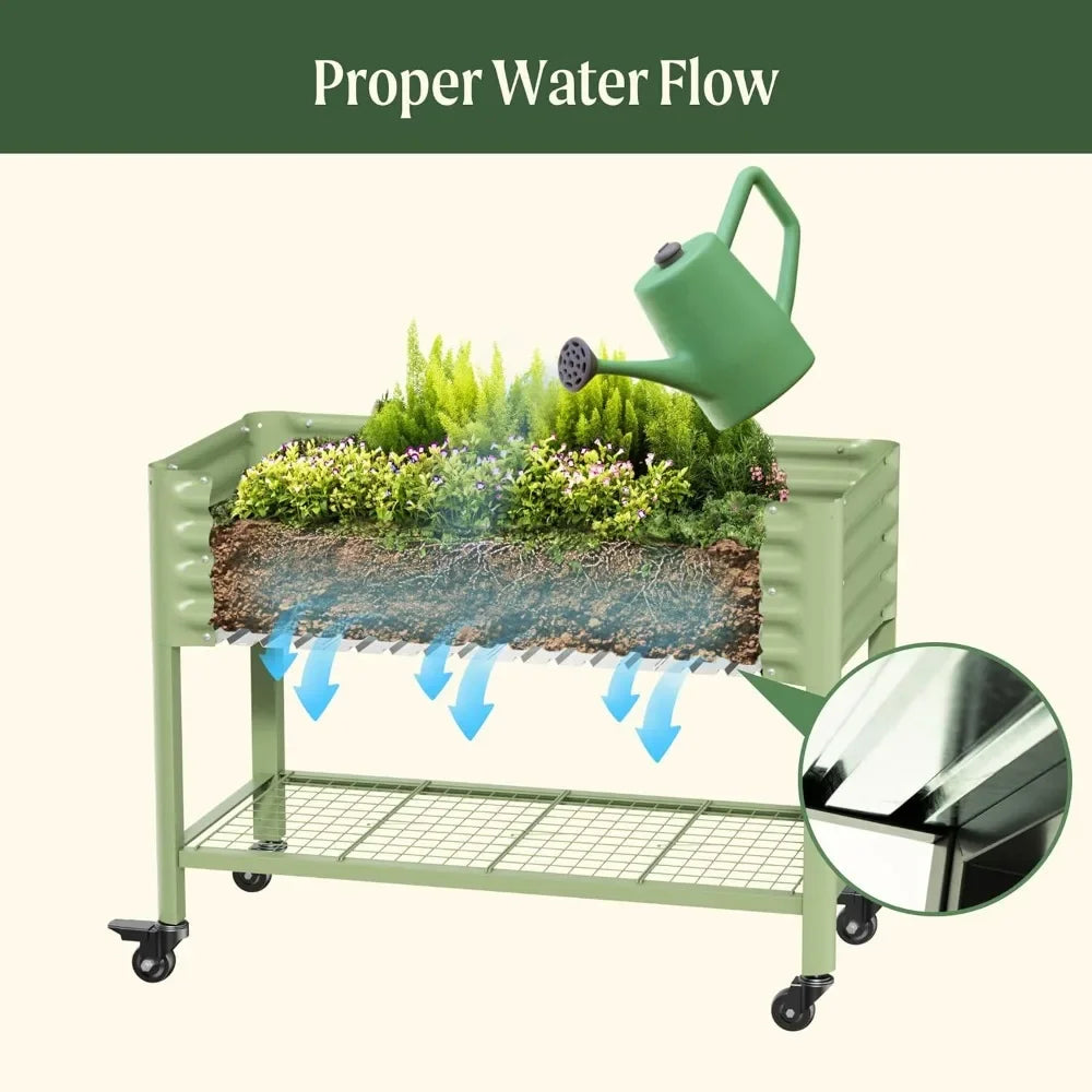 Elevated Garden Bed-V Series, Raised Garden Beds with Legs & Storage Rack for Lawn & Patio, Outdoor Planter Box for Gardening