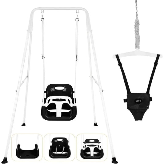 4in1 Toddler Swing Set and Baby Jumper and Bouncers Heavy Duty Baby Swing Set with Foldable Metal Stand for Indoor and Outdoor