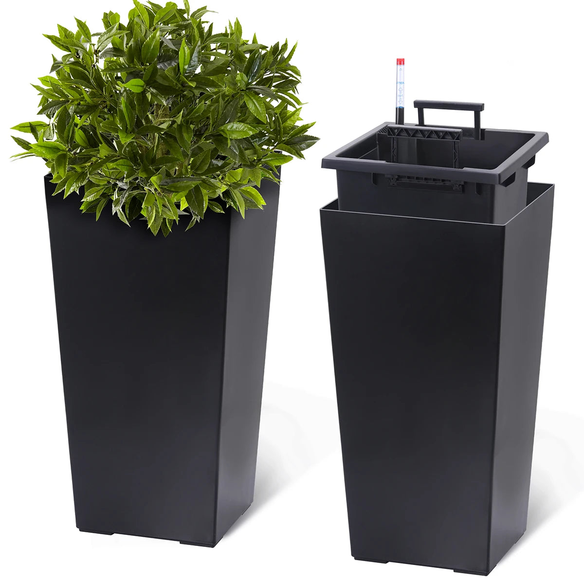 Rectangular Planters Set Of 2 Outdoor Pots With Water Level