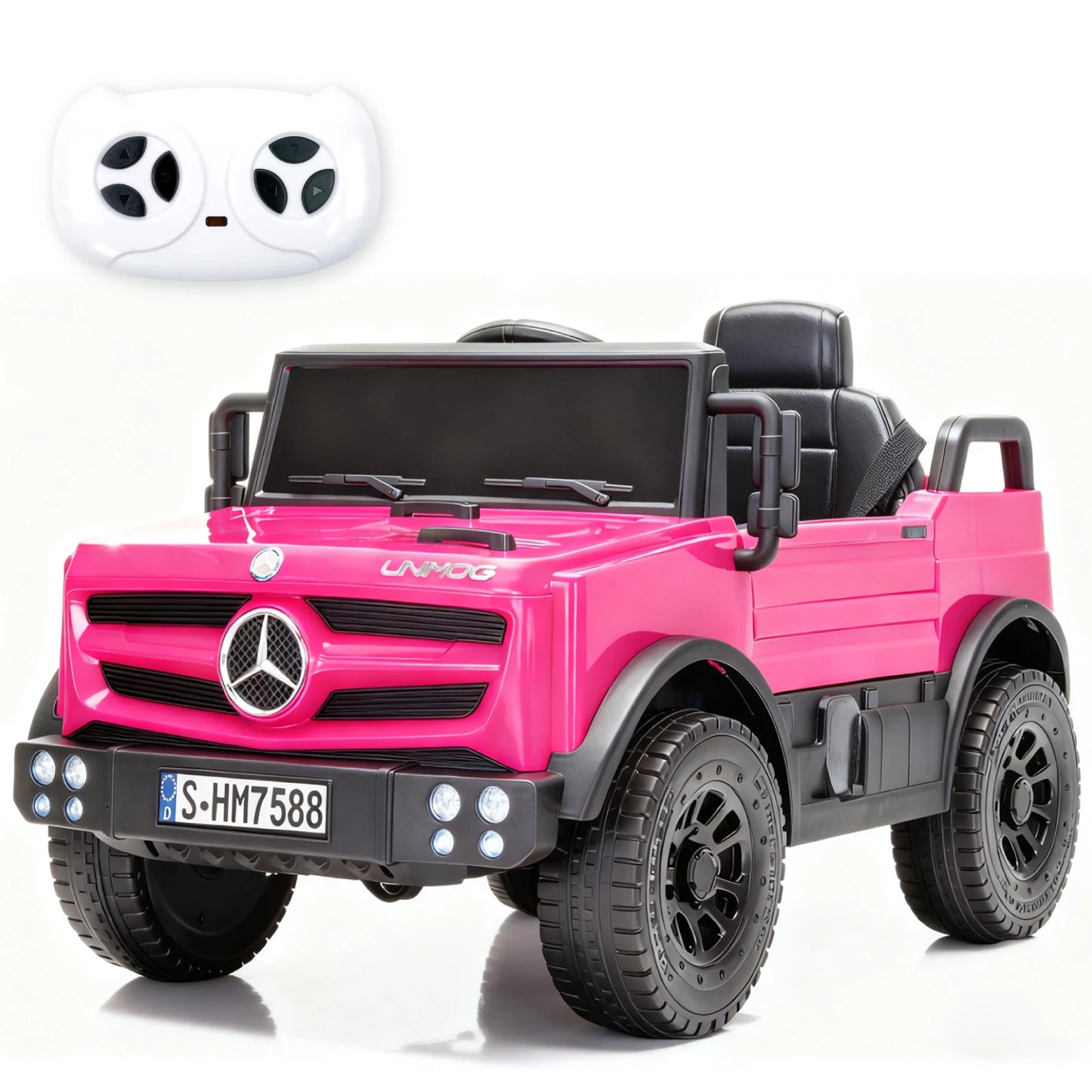 12V Mercedes Unimog Ride On Car For Kids Remote Control Led Lights Music Player