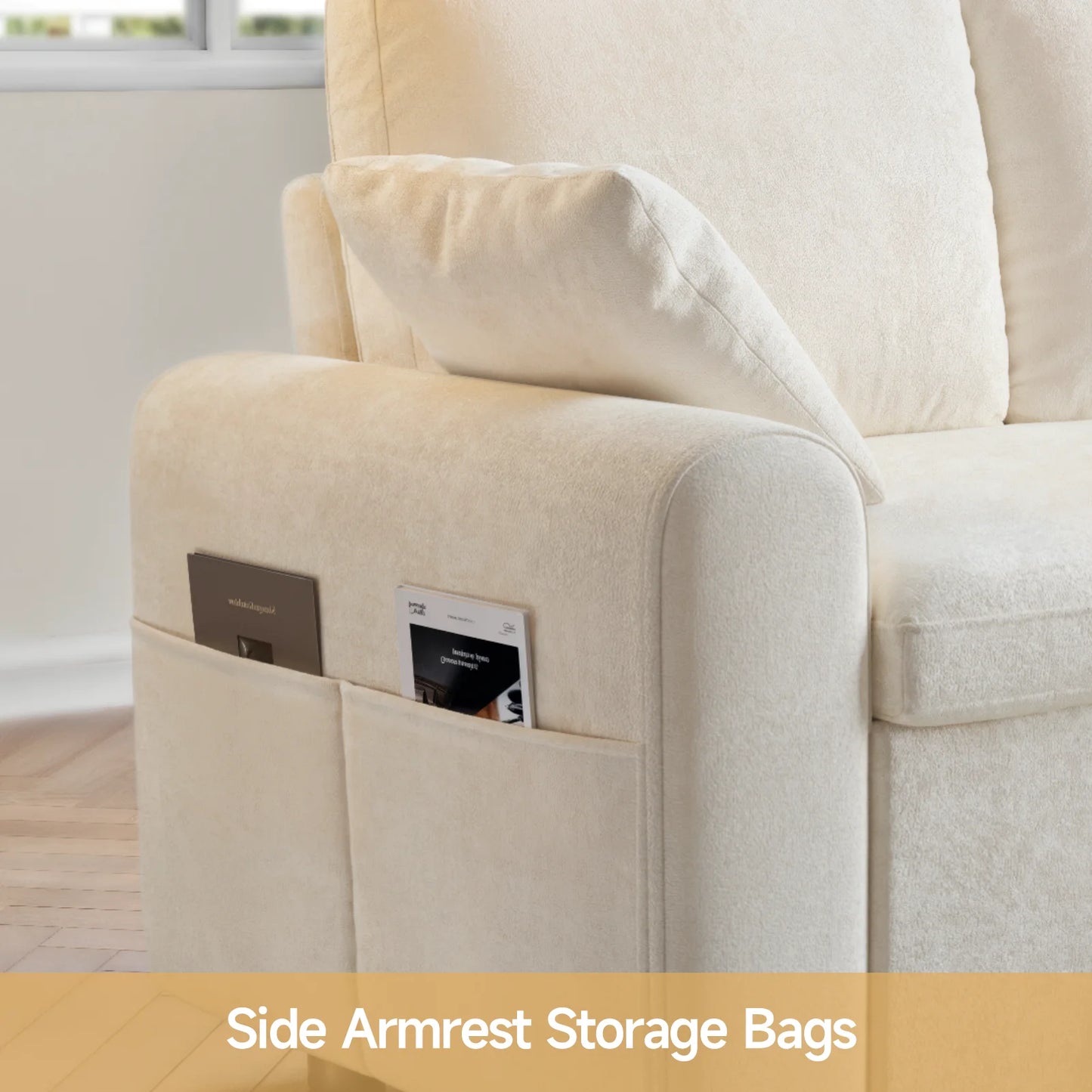 L Shaped Sleeper Sofa 85In Pull Out Couch Bed Storage Chaise